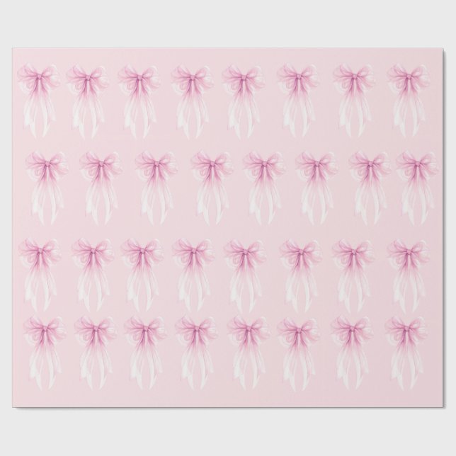 Watercolor Ribbon & Heart Coquette Gift Wrap (Flat)