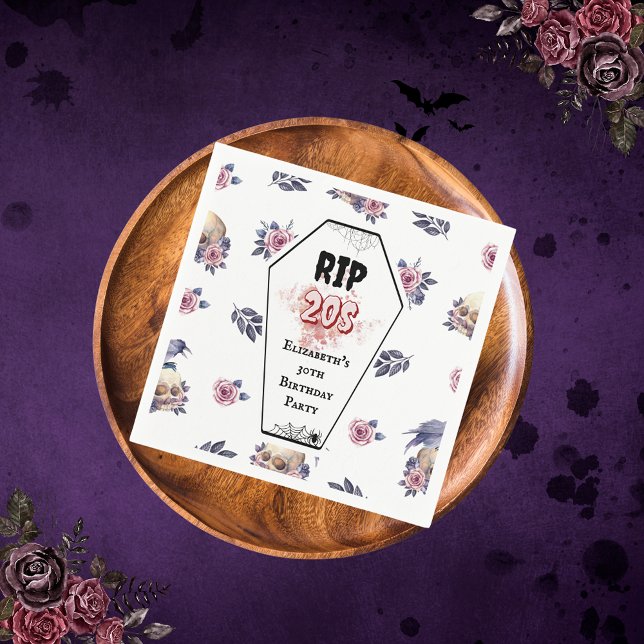 Watercolor RIP 20s Halloween Adult Birthday  Napkin (Creator Uploaded)