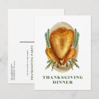 Watercolor Roasted Turkey Thanksgiving Dinner
