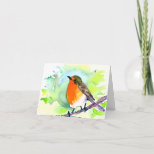 Watercolor robin customizable card