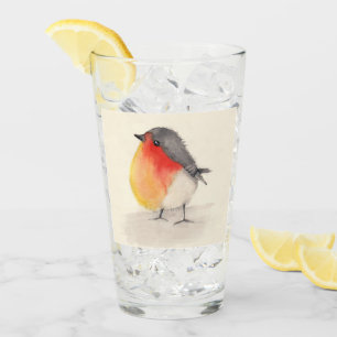Watercolor Robin Glass