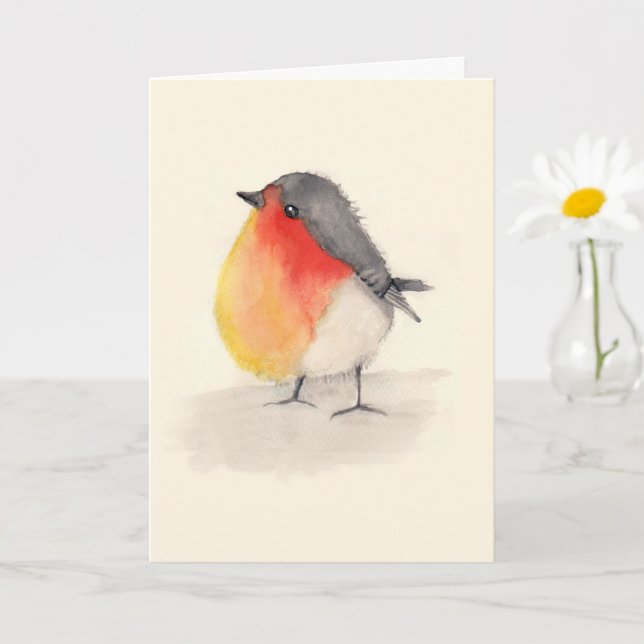 Watercolor Robin Mother's Day Card (Small Plant)