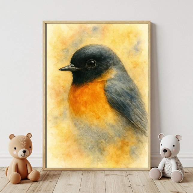 Watercolor Robin Portrait Poster (Creator Uploaded)