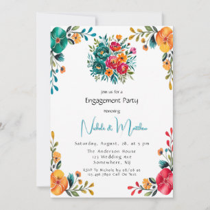 Watercolor Romance Engagement Party Invitation