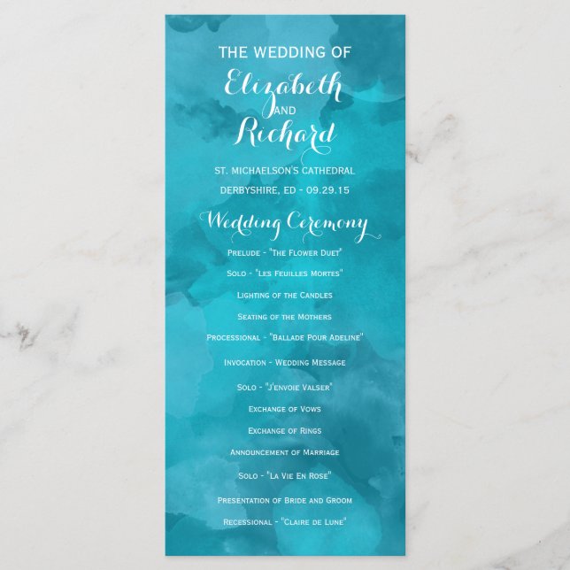 Watercolor Romance Wedding Programs (Front)