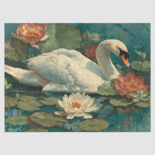 Watercolor Romantic Elegance "Lake Swan" Decoupage Tissue Paper