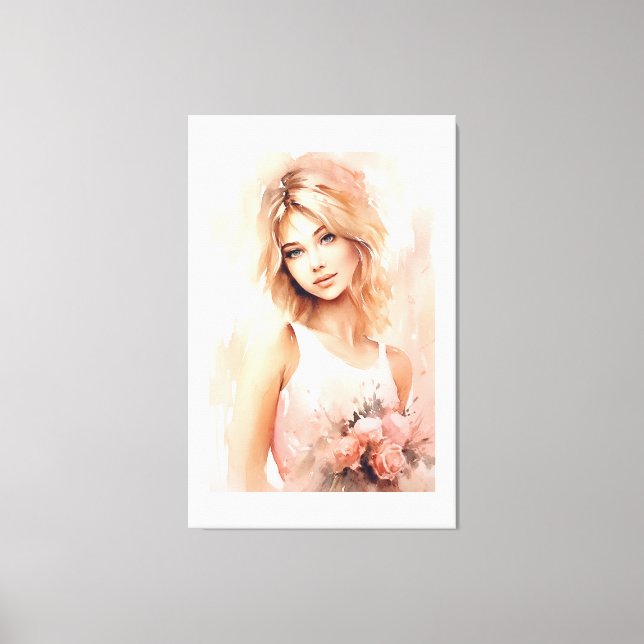 Watercolor Romantic Girl  Canvas Print (Front)