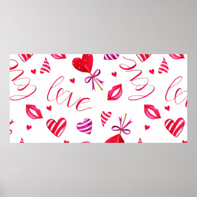 Watercolor romantic print seamless pattern (Front)