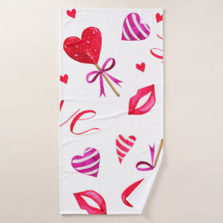 Watercolor romantic print seamless pattern bath towel
