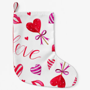 Watercolor romantic print seamless pattern small christmas stocking