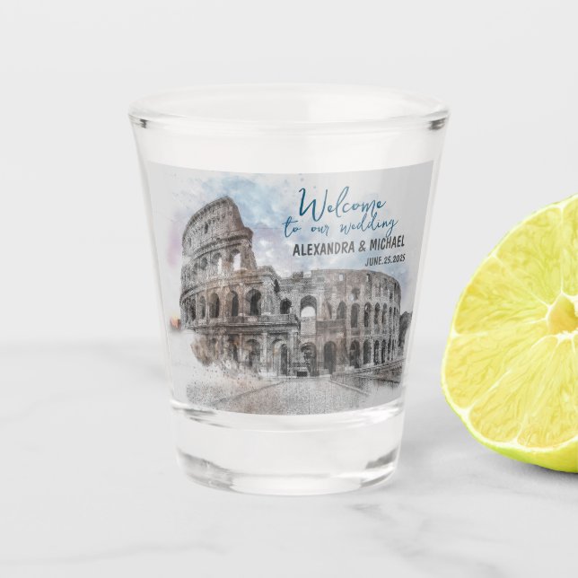 Watercolor Rome, Italy Shot Glass – Artistic  (Front)