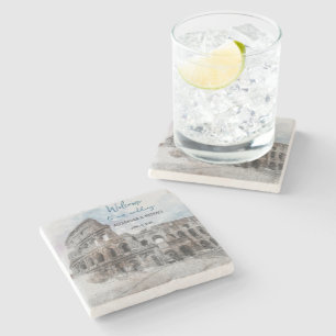 Watercolor Rome, Italy Stone Coaster