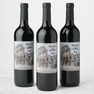 Watercolor Rome Italy Wine Label – Elegant Custom