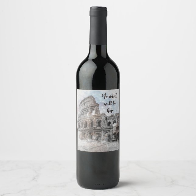 Watercolor Rome Italy Wine Label – Elegant Custom (Front)