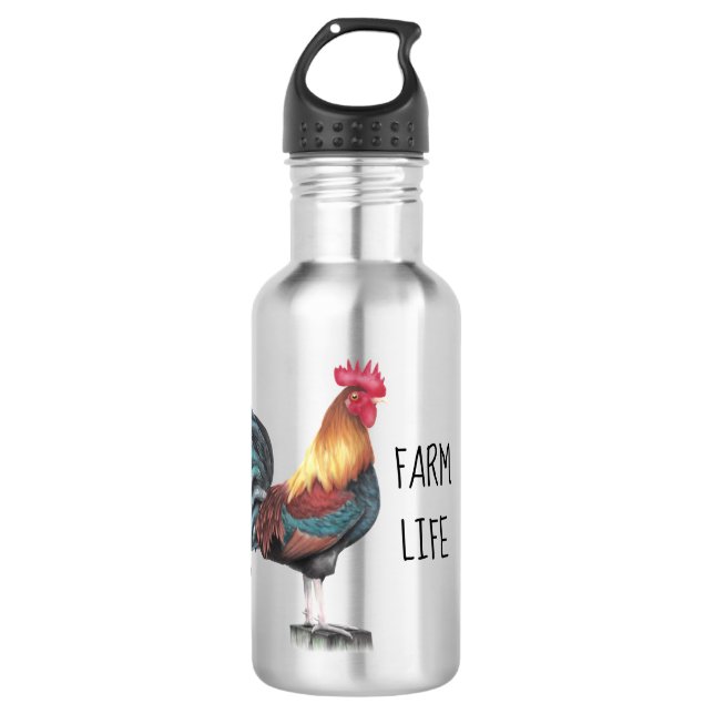 Watercolor Rooster 532 Ml Water Bottle (Front)