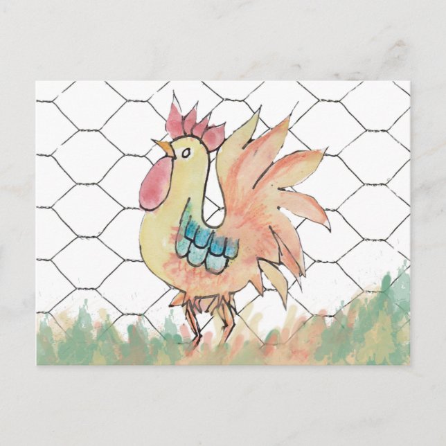 Watercolor Rooster Recipe Card (Front)