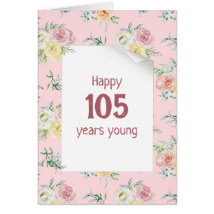 Watercolor Rose 105th Birthday Card