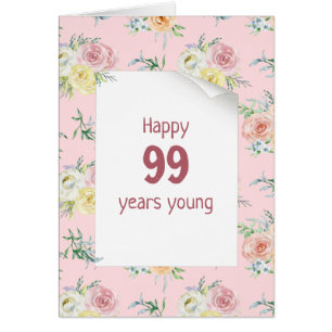 Watercolor Rose 99th Birthday Card