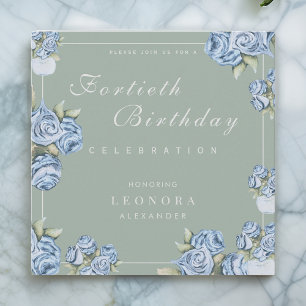Watercolor Rose ANY Milestone Floral Birthday Invitation