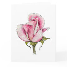 Watercolor Rose Blank Greeting Card