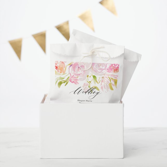 Watercolor Rose Boho Bouquet Favour Bag (Party)