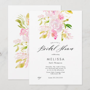 Watercolor Rose bouquet Douche nuptiale Invitation