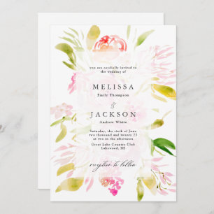 Watercolor Rose bouquet Invitation