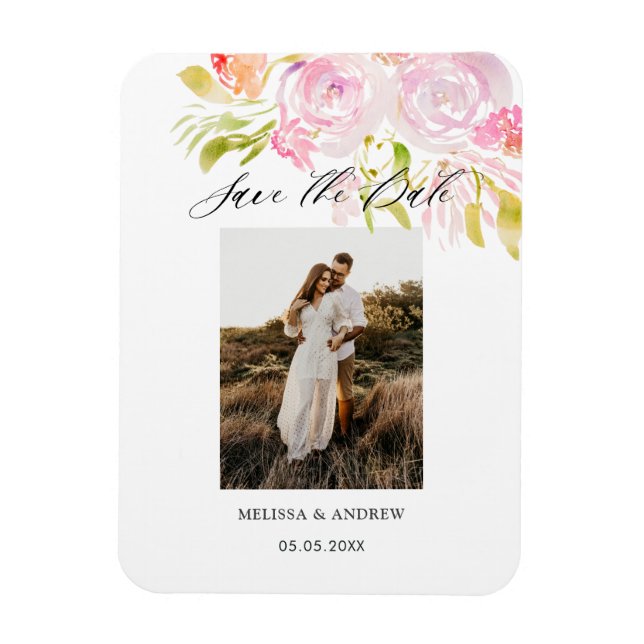 Watercolor Rose Bouquet Save The Date Magnet (Vertical)