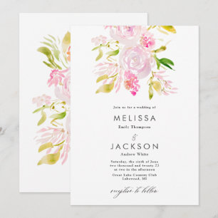 Watercolor Rose bouquet Wedding Invitation
