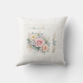 watercolor rose design throw pillow