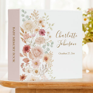 Watercolor Rose Elegant Floral Baby Memory Book Binder