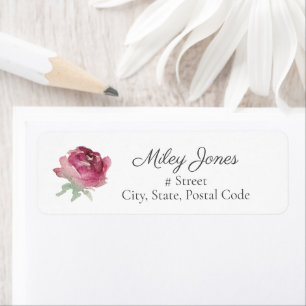 Watercolor Rose Elegant Return Address Label