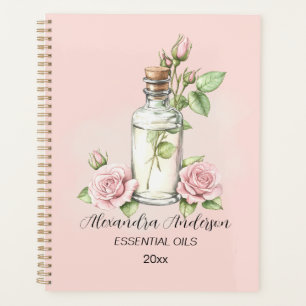 Watercolor Rose Floral Aromatherapy Essential Oils Planner