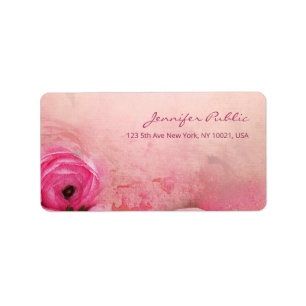 Watercolor Rose Floral Modern Hand Script Elegant Label