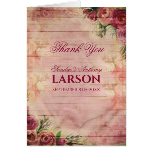 Watercolor Rose Floral Wedding Thank You