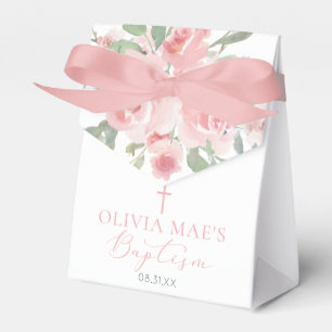 Watercolor Rose Garden Girl Baptism Favor Box