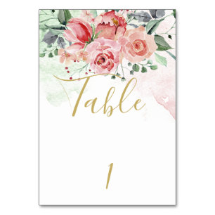 Watercolor Rose Garden Wedding Table Card