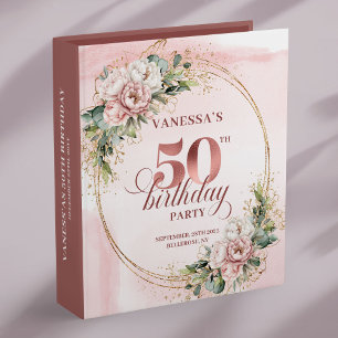 Watercolor Rose Gold 50th Birthday Memory Album Binder