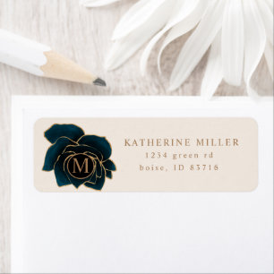 Watercolor Rose Gold And Blue Return Address