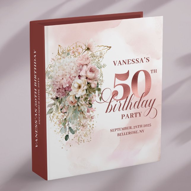 Watercolor Rose Gold Blush 50th Keepsake Album Binder (Watercolor Rose Gold Blush 50th Keepsake Album)