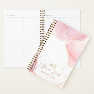 Watercolor Rose gold glitter appointment book 2022 Planner