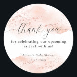 Watercolor rose gold pink white thank you favour classic round sticker<br><div class="desc">For more advanced customization of this design,  simply select the "Customize It" button above!</div>