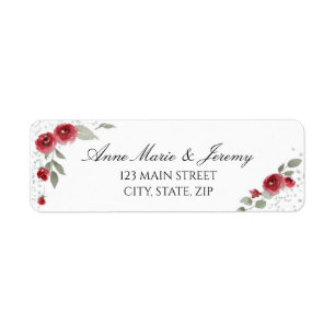 Watercolor Rose & Greenery Return Address Label