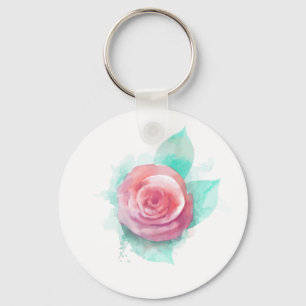 Watercolor Rose Keychain