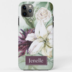 Watercolor Rose, Lily, Magnolia iPhone 11 Pro Max Case