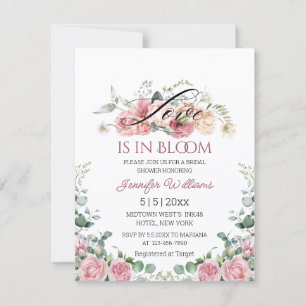 Watercolor Rose Love in Bloom Bridal Shower Invitation