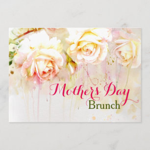 Watercolor Rose Mothers Day Brunch Invitation