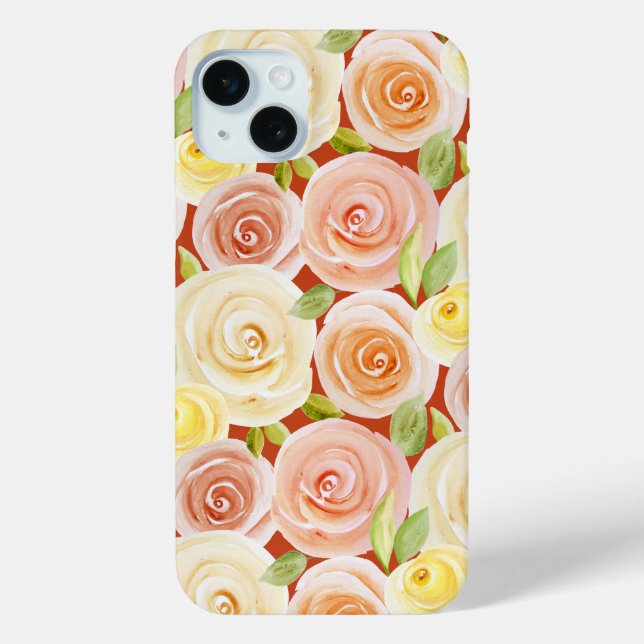 Watercolor Rose Paterned Case-Mate iPhone Case (Back)
