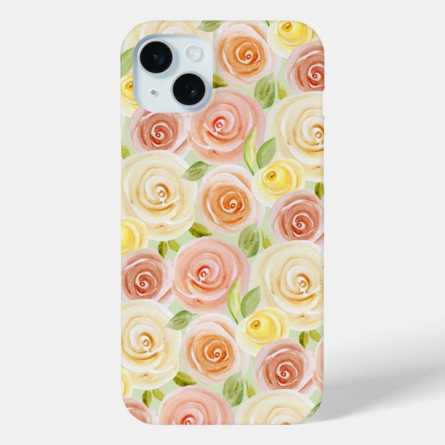 Watercolor Rose Patterned Case-Mate iPhone Case (Back)