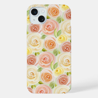 Watercolor Rose Patterned iPhone 15 Plus Case